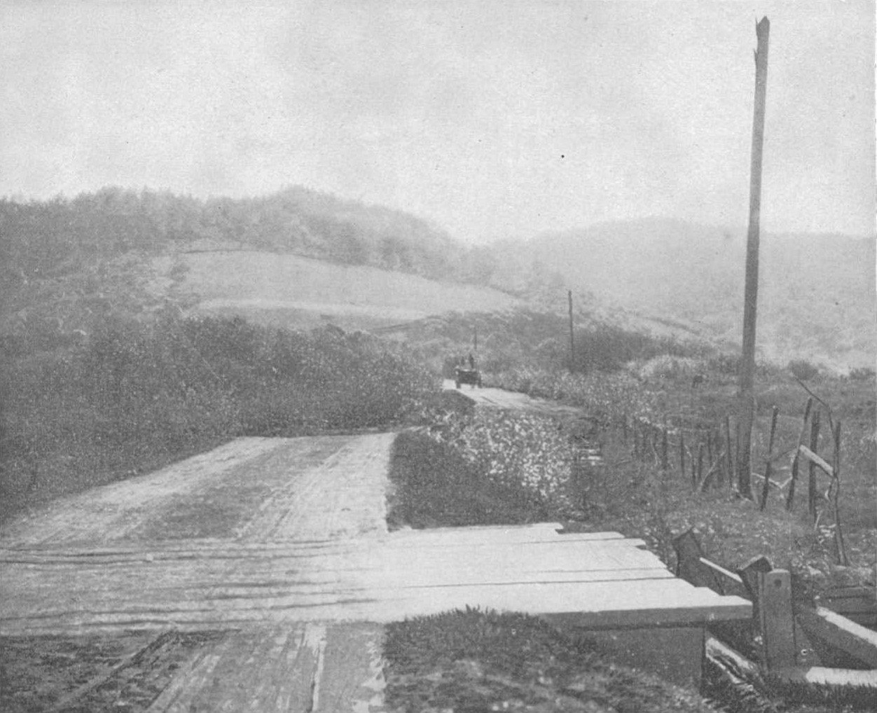 Strada presso Point Reyes Station tagliata e spostata lateralmente dalla rottura di faglia del 1906